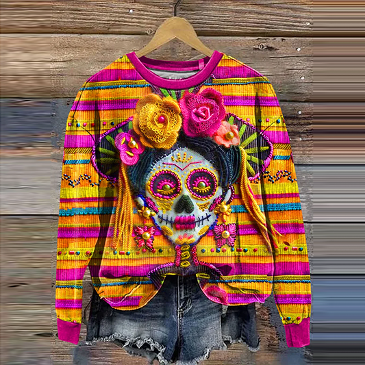 Mexican Festive Day Of The Dead Art Printed Sweatshirt For Fans