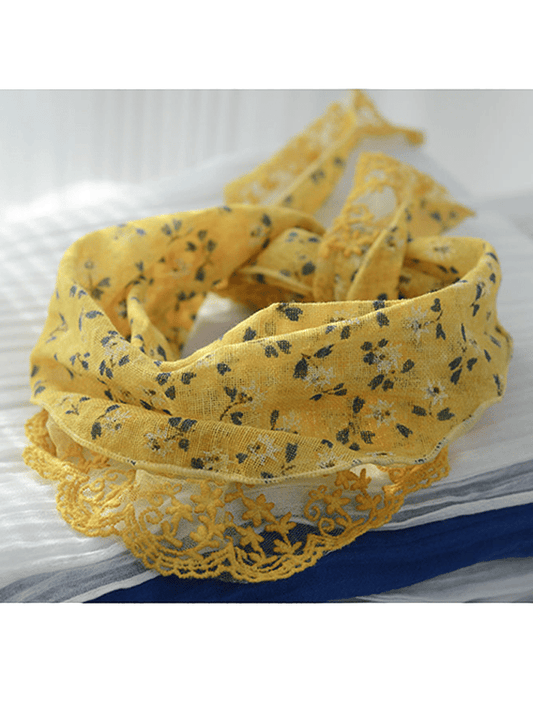 Airrys™ Women's Linen Vintage Floral Lace Triangle Scarf