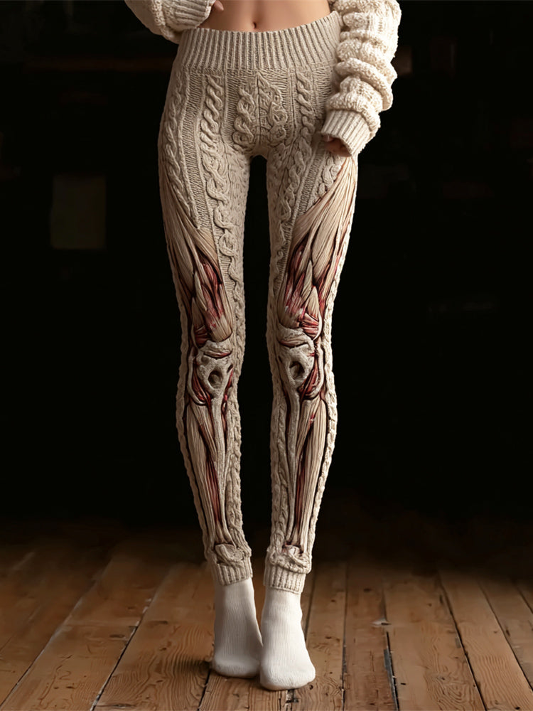 Halloween Anatomical Art Women's Knit Leggings