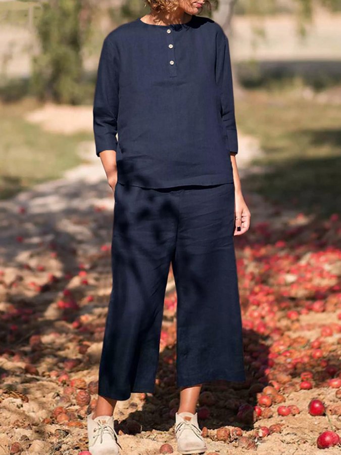 Airrys™ Women's Casual Solid Color Cotton Linen Set