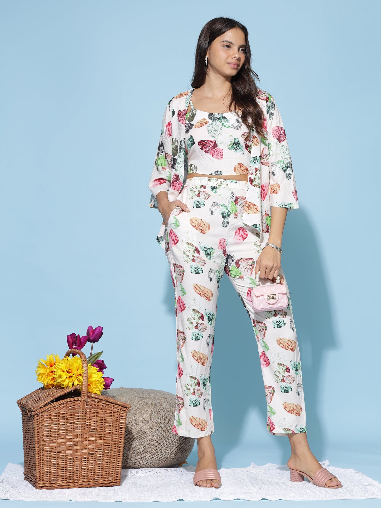 Rayon 3-PC Co-Ords Set Peach