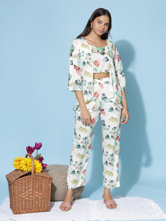 Rayon 3-PC Co-Ords Set Lemon Yellow