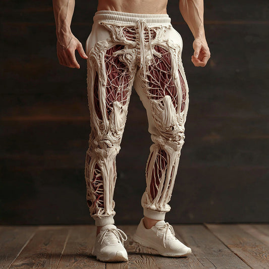 Men's Vintage Halloween Skeleton Art Sweatpants