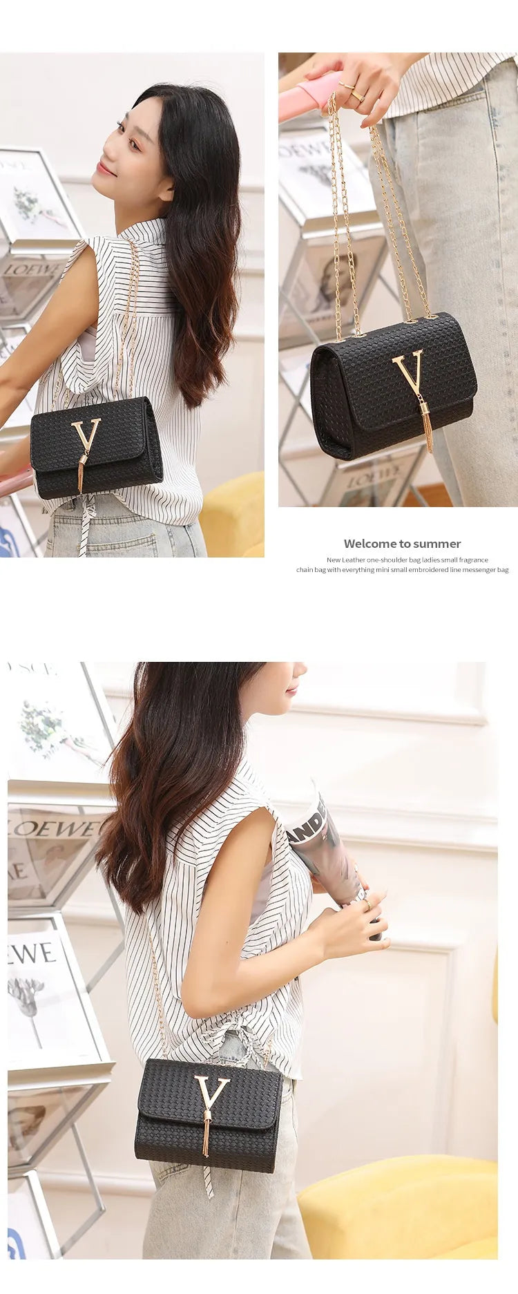 Women's Plaid Tassel Large Capacity Fashion Messenger Bag