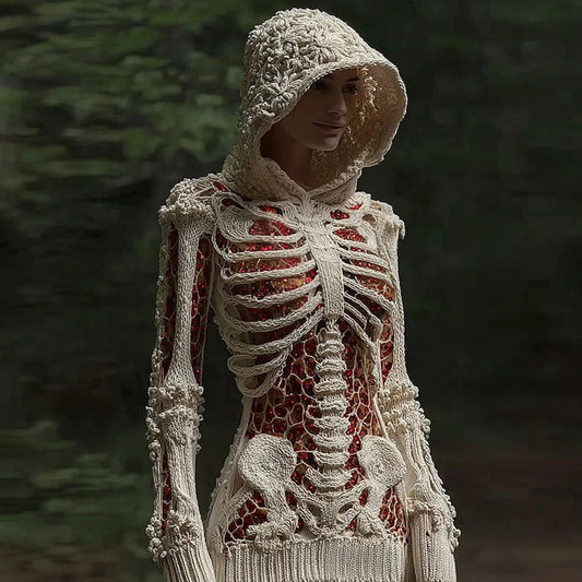 Women's Halloween Sequined Skull Cozy Knit Sweater