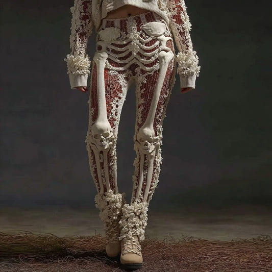 Women's Halloween Sequined Skull Casual Leggings