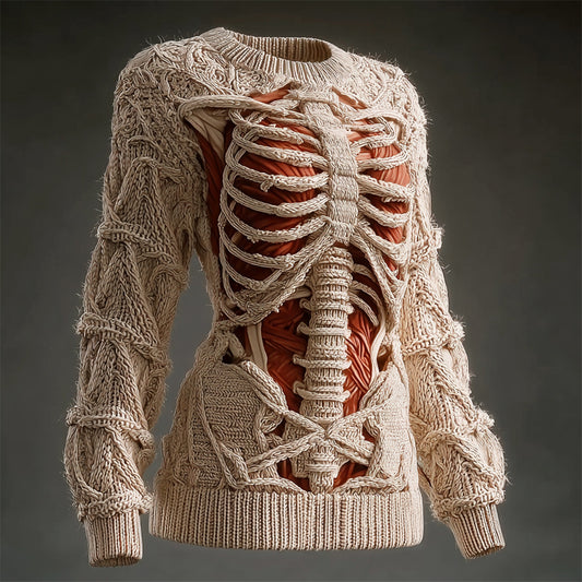 Halloween Musculoskeletal Anatomy Art Women's Knit Crew Neck Sweater
