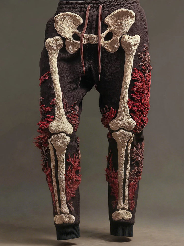 Men's Vintage Halloween Skeleton Art Sweatpants
