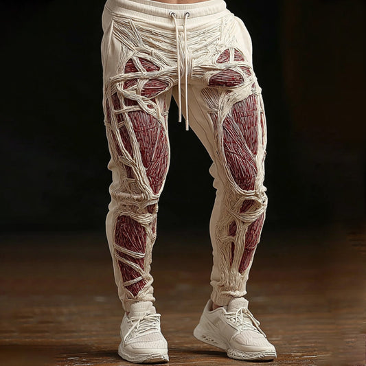 Men's Vintage Halloween Skeleton Art Sweatpants