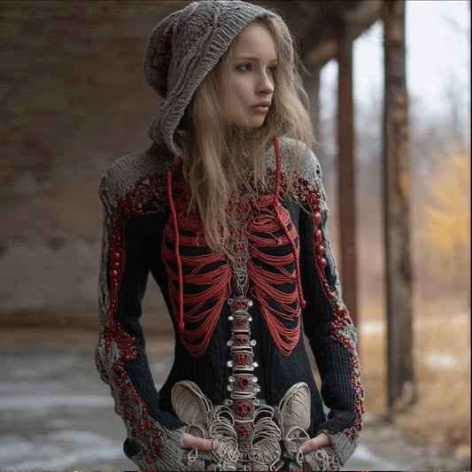 Halloween Human Anatomy Art Splicing Hooded Sweater