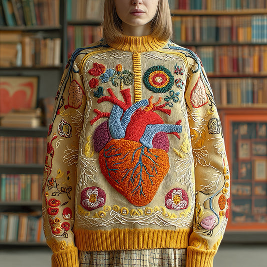 Women's Classic Halloween Anatomy Art Knit Turtleneck Sweater