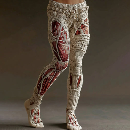 Women's Vintage Halloween Anatomy Bandage Art Knit Leggings