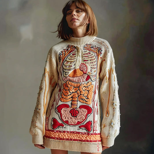 Classic Halloween Anatomy Art Chunky Knitted Sweater Dress