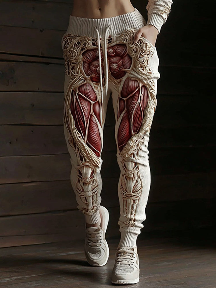 Women's Vintage Halloween Muscle Texture Art Sweatpants