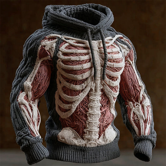 Halloween Horror Muscle & Skeleton Anatomy Art Men's Knit Hoodie