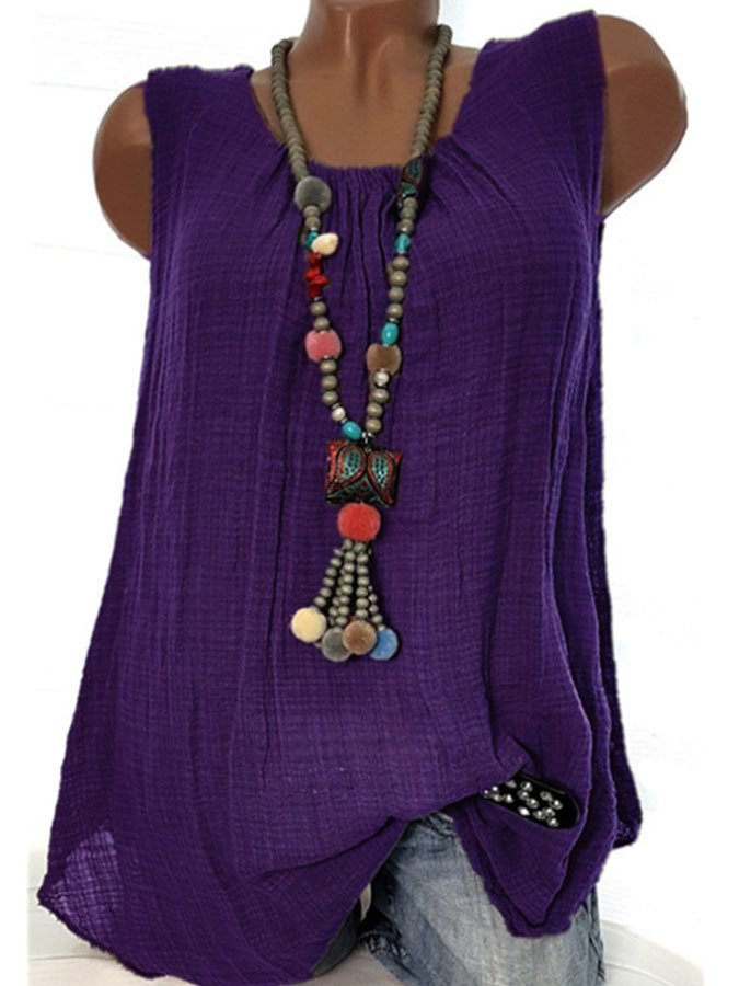 Airrys™ Casual Crew Neck Solid Color Sleeveless Tank Top