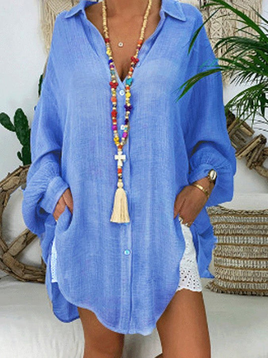 Airrys™ Solid Color Casual Loose Balloon Sleeve Shirt