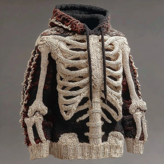 Halloween Skull Art Knitted Hooded Sweater