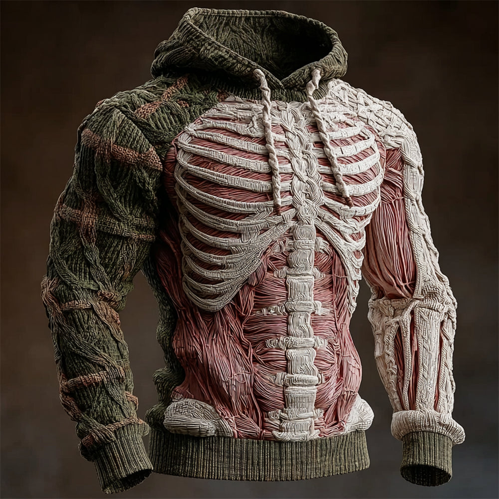 Halloween Horror Muscle & Skeleton Anatomy Art Men's Knit Hoodie