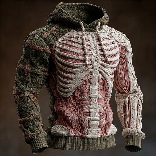 Halloween Horror Muscle & Skeleton Anatomy Art Men's Knit Hoodie