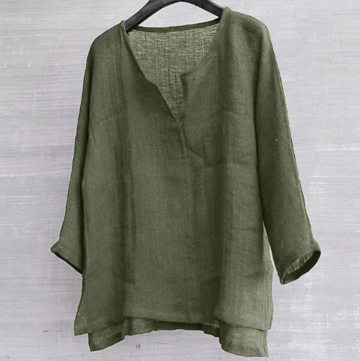 Airrys™ COTTON AND LINEN SOLID COLOR T-SHIRT SHIRT