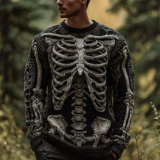 Men's Vintage Halloween Skeleton Cozy Knit Sweater