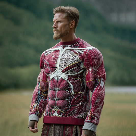 Men's Muscles Blood Vessels Art Jacquard Cozy Knitted Sweater