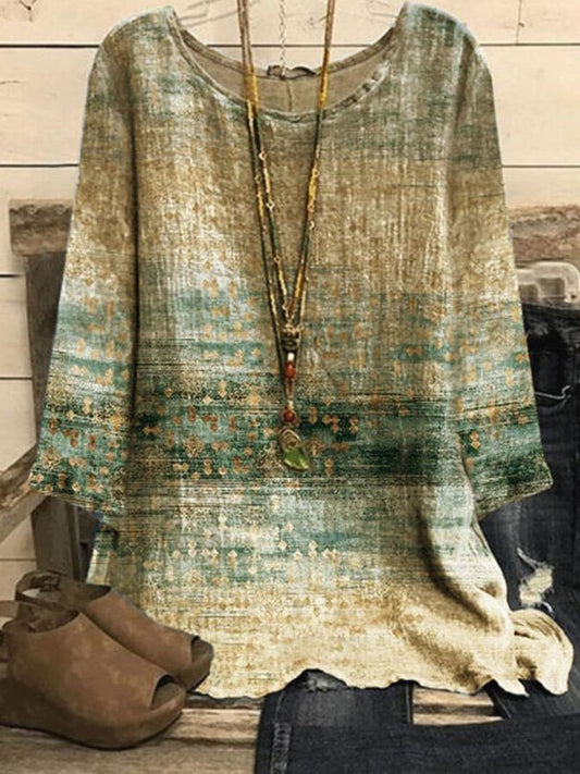 Airrys™ Women's Printed Round Neck Loose Retro Top