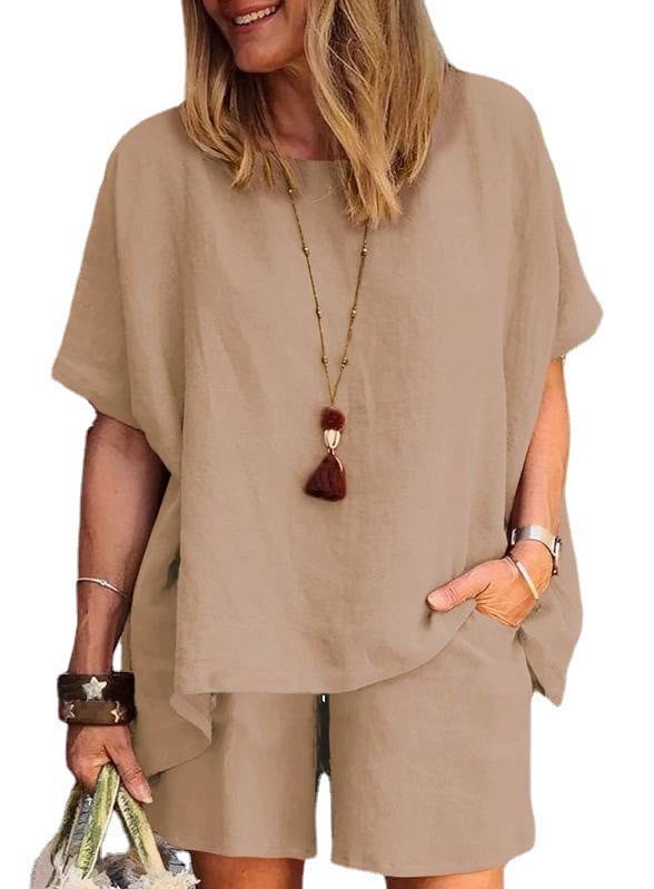 Solid color Elastic waist Suit