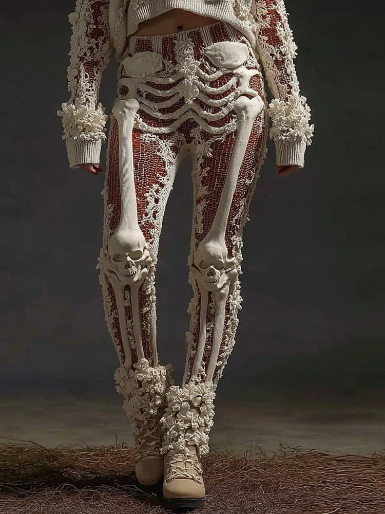 Women's Halloween Sequined Skull Casual Leggings