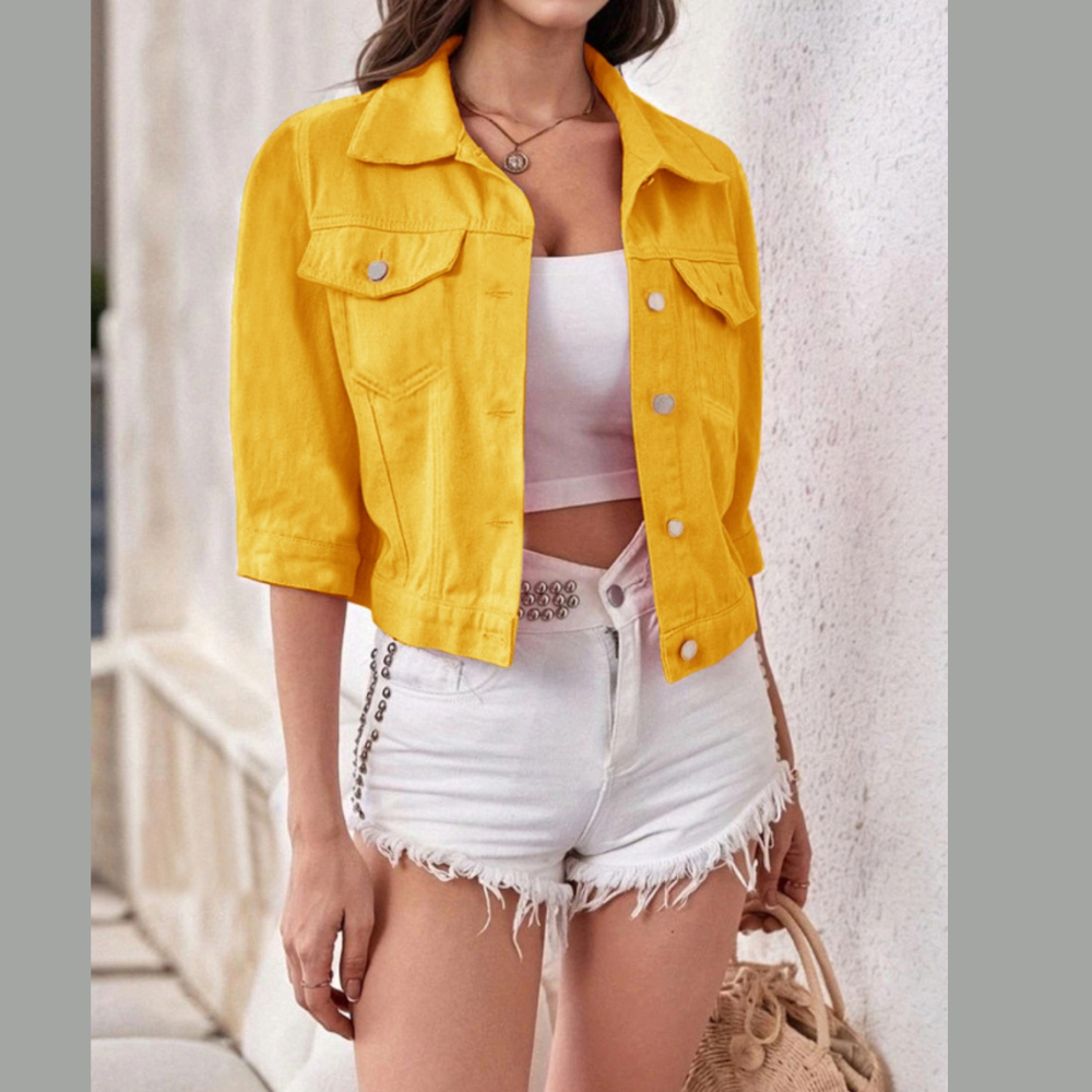 Full Size Cropped Denim Jacket Plus Size