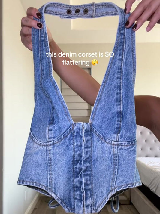 Denim Top Corset