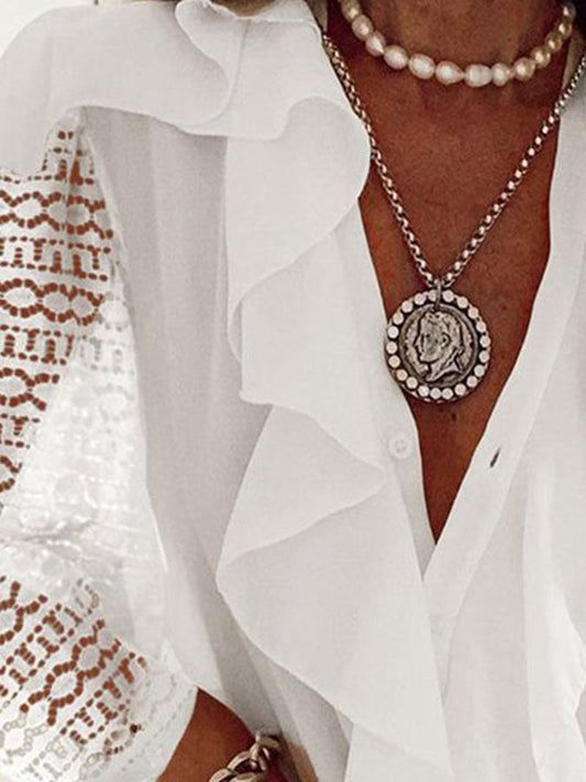 Women's Cotton-Blend Long Sleeve Blouse