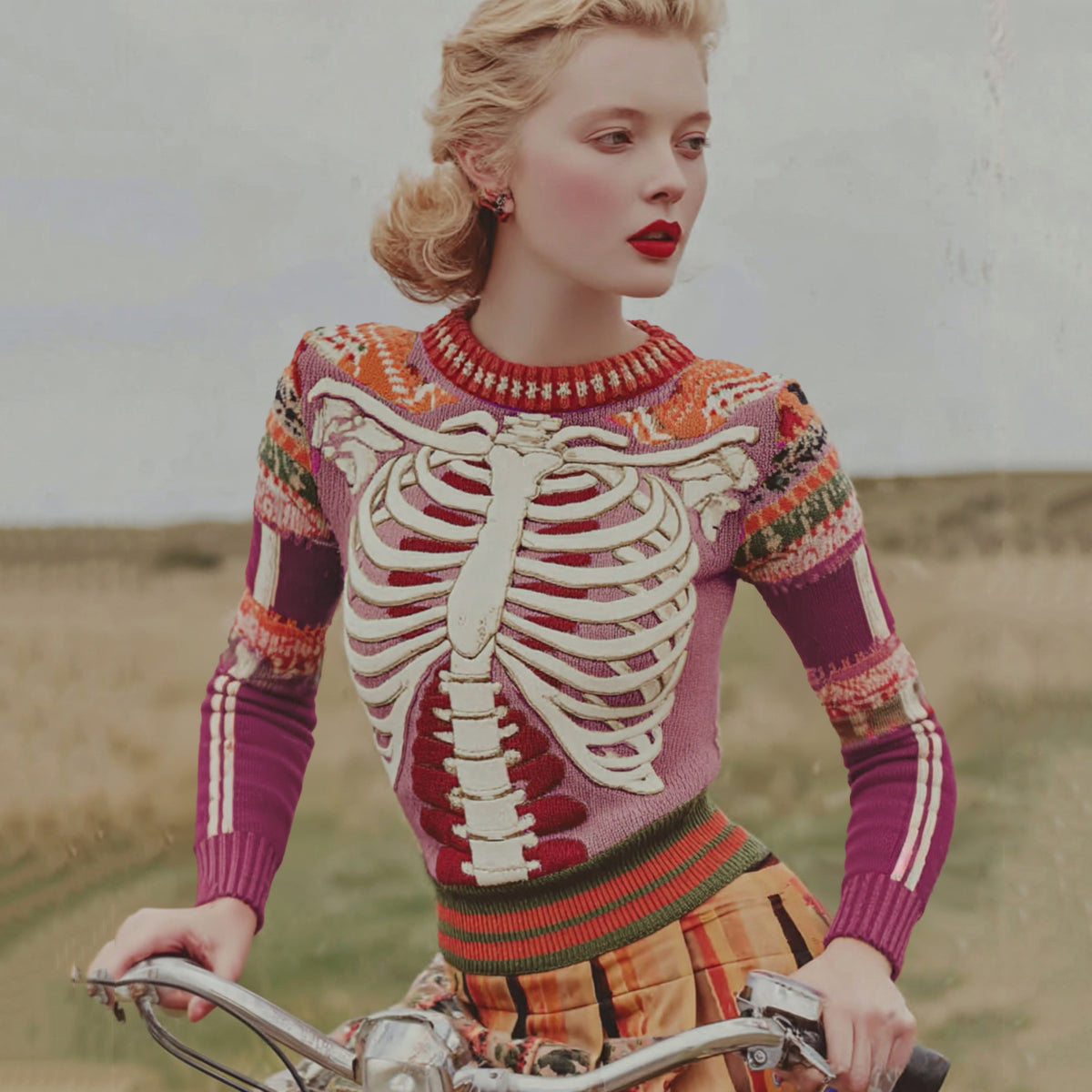 Vintage Halloween Anatomy Art Chunky Knitted Sweater