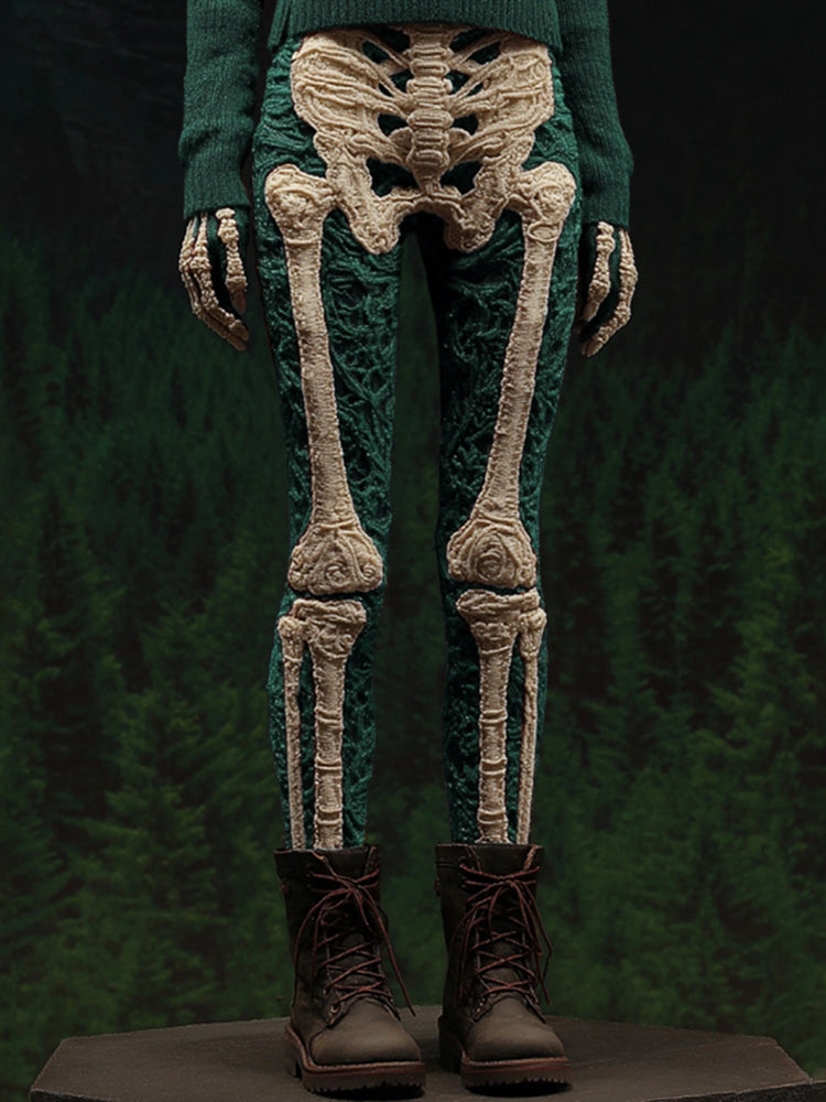 Women's Vintage Skeleton Gradient Art Cozy Leggings
