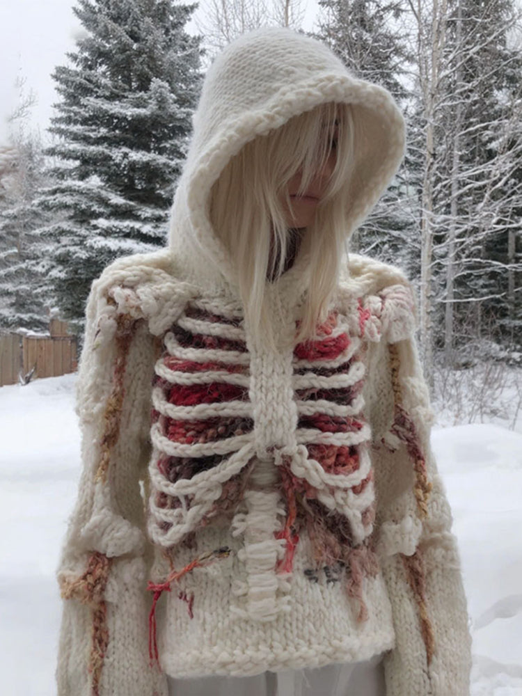 Women's Vintage Halloween Art Cozy Hooded Sweater