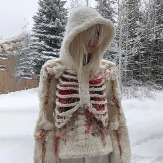 Women's Vintage Halloween Art Cozy Hooded Sweater