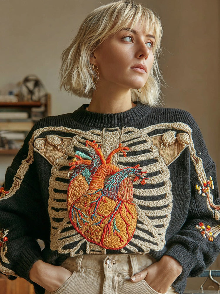 Women's Anatomical Knitted Warm Crew Neck Sweater