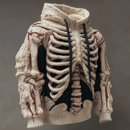 Vintage Halloween Anatomy Art Knit Hooded Sweater