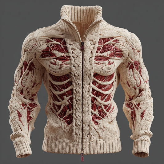 Men's Muscle Art Knit Zippered Jacket