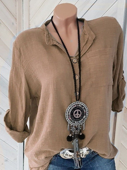 Airrys™ Casual Solid Color Cotton And Linen Tops