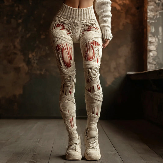 Halloween Muscle Anatomy Bandage Art Women's Knit Leggings