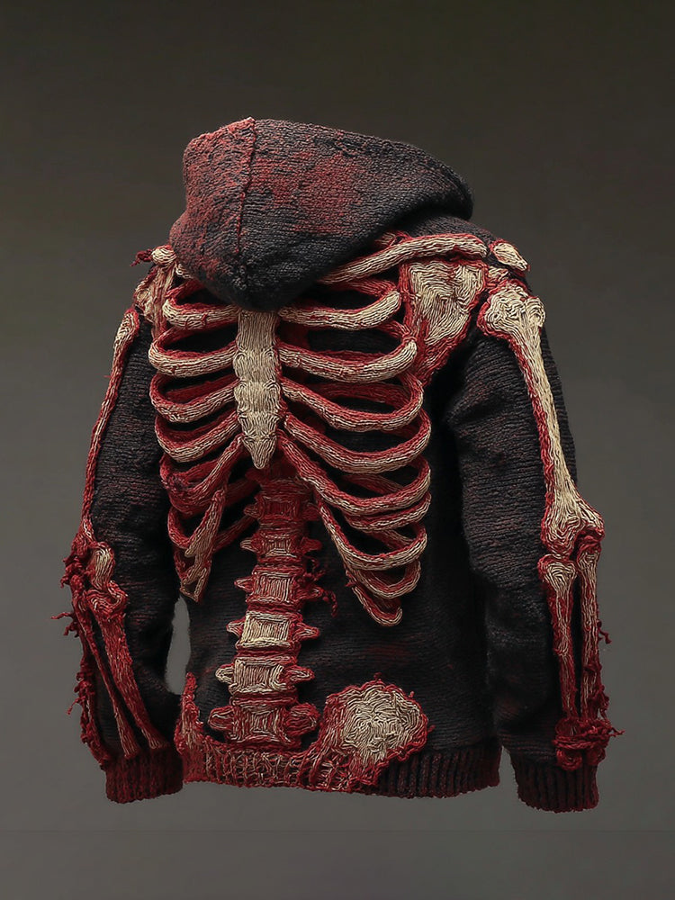 Men's Vintage Anatomy Knit Hooded Sweater