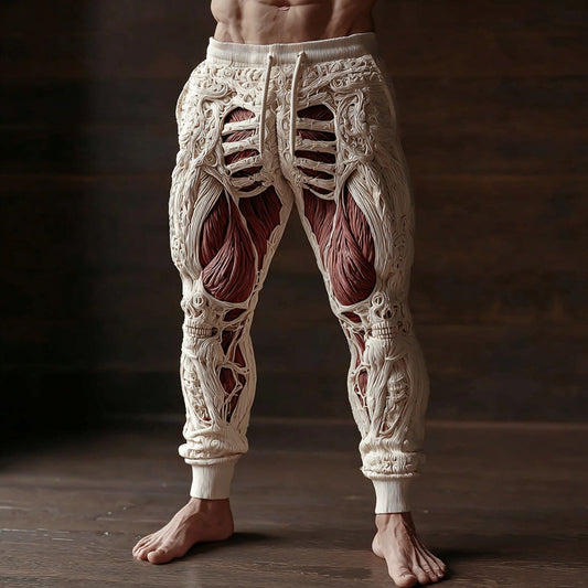 Men's Vintage Halloween Skeleton Art Sweatpants
