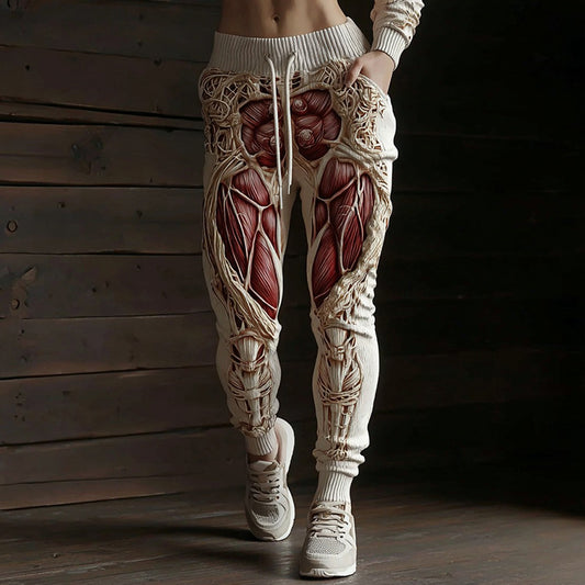 Women's Vintage Halloween Muscle Texture Art Sweatpants