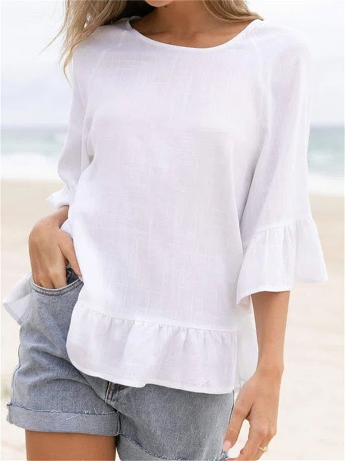Airrys™ Casual Cotton And Linen Mid-Sleeve Top