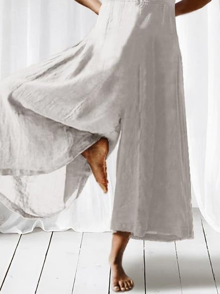 Women's Resort Solid Lace Sleeveless Loose Jumpsuit