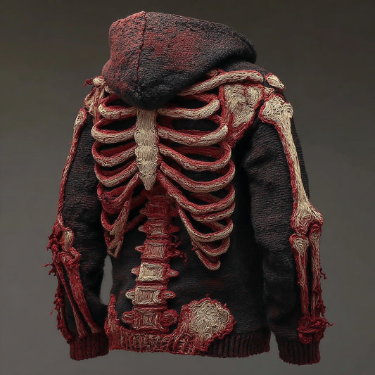 Men's Vintage Anatomy Knit Hooded Sweater