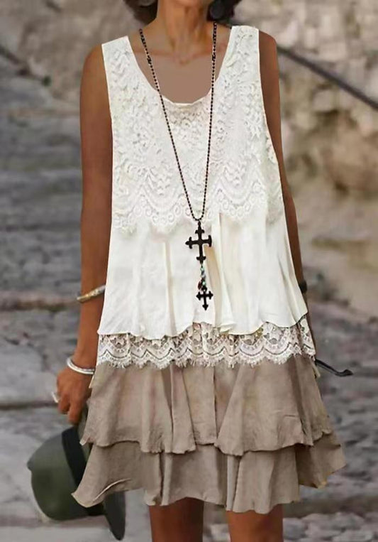 Lace Panel Sleeveless Dress