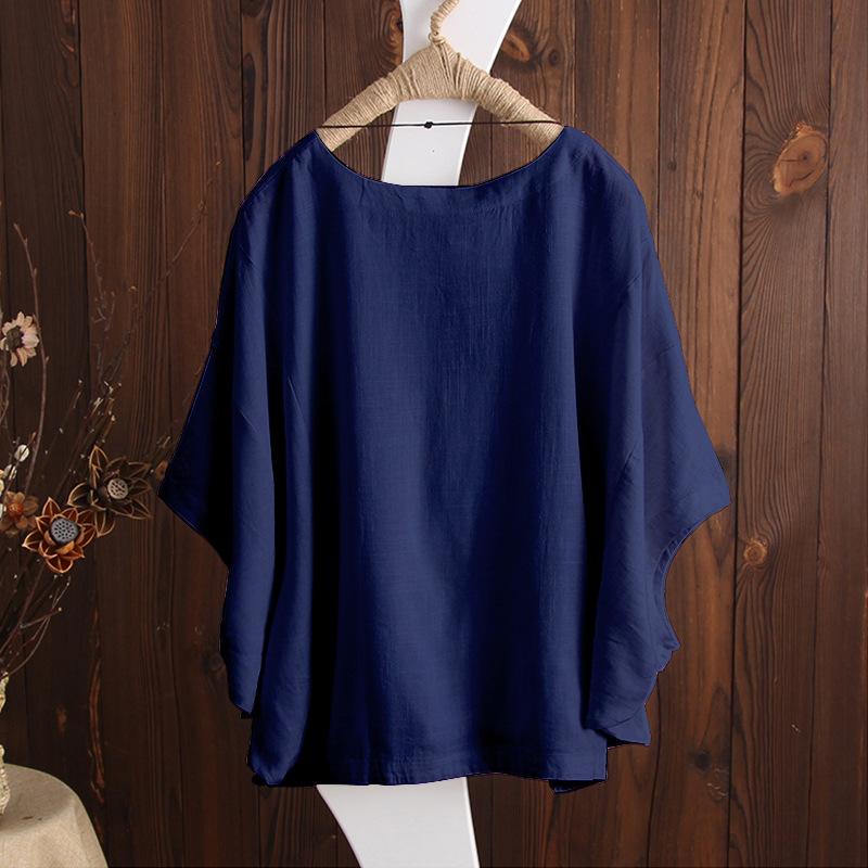 Casual Cotton Linen Drop Shoulder Oversized Top